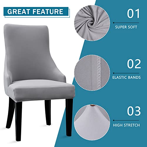 Liykimt غطاء كرسي جانبي قابل للتمدد من Liykimt، غطاء كرسي بلكنة مع ذراع قابل للغسل، كرسي طعام بذراع منجد مع واقي حواف مسمر لغرفة الطعام وغرفة المعيشة، مجموعة من 2 رمادي فاتح - Image 5